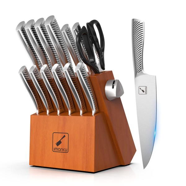 Knife Set with Block for Kitchen, imarku 14-Piece High Carbon