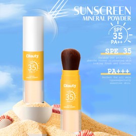 Mineral Sunscreen Setting Powder, SPF 35, Oil Control Loose Powder with Brush, Lasting Lightweight Breathable, Sun Protection Powder, Suitable for All Skin Types (Medium)
