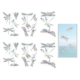 NIIIYTYB 28 Pcs Dragonfly Window Clings Rainbow Stickers for Bird Window Strike Prevention Non-Adhesive Vinyl Decals for Anti-Collision Bird Deflectors for Windows Sun Catcher Stickers