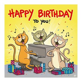 Music Greeting Card - Funny Birthday Card with Colourful Motif - Matching Saying & Inside - Includes Envelope - 17cm x 16.5cm