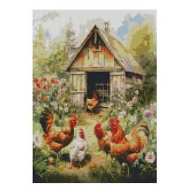 MjhRcll Stamped Cross Stitch Kits,Chicken Embroidery Starter Kit for Adult Beginners,Animals Cross Stitch Kits for Adults 12×16 Inch