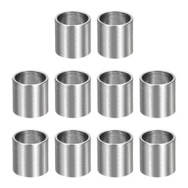 MECCANIXITY 10pcs M10 Metal Spacers, 3/8" IDx1/2" ODx5/8" Length Stainless Steel Spacer Round Unthreaded Standoff Bushing Plain Finish for Screw Bolts, Silver 10x12x16mm