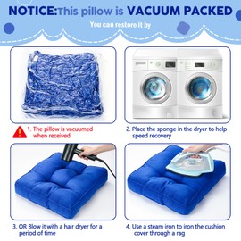 Fumete 8 Pcs Square Floor Pillows for Kids and Adult 16''x16'' Flexible Seating Floor Cushion for Classroom Multicolor Meditation Cushions for Home Daycare Preschool Yoga Meditation (Blue)