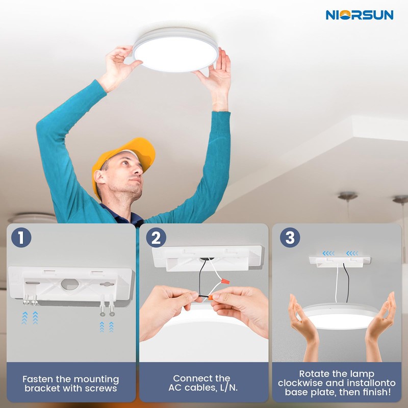 NIORSUN 7 Inch LED Ceiling Lights,5CCT Lighting Options Dimmable Flush