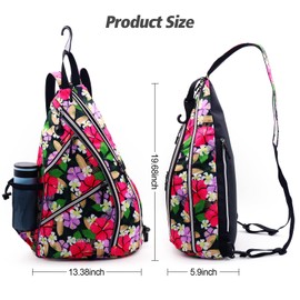 ZOEA Pickleball Bag, Sport Pickleball Sling Bag for Women Man, Adjustable Pickleball Backpack with Water Bottle Holder, Fits 4 Paddles and All Your Other Gear (Mixed Purple)