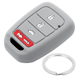 iSaddle for Honda 4 Buttons Key Fob Silicone Case - Keyless Entry Remote Control Straight Car Key Fob Protector for Honda Accord Civic CR-V Crosstour HR-V Fit 2013-2019 MLBHLIK6-1TA (Gray)