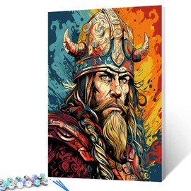 Tucocoo Graffiti Medieval Knight Paint by Numbers Kits 16x20 inch Canvas DIY Oil Painting for Adults with Brushes and Acrylic Pigment - Vikings Men Scandinavian Picture for Home Decor (Without Frame)