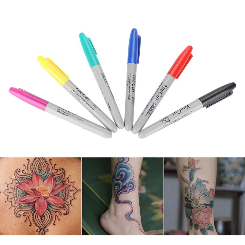 6pcs Skin Marker Pen Body Tattoo Maker Pen Skin Marker