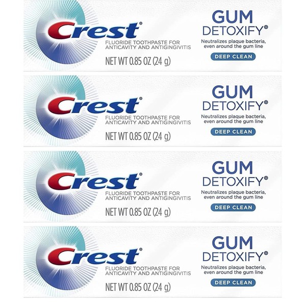 Crest Gum Detoxify Toothpaste, Deep Clean, Travel Size, 0.85 oz (24g)- Pack of 4