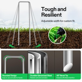 VIVOSUN 6-Inch 200-Pack Garden Stakes, 11-Gauge Galvanized Steel U-Shaped Staples for Landscape Fabric, Ground Cover, Soaker Hose, Irrigation Tubing, and Fence Securing