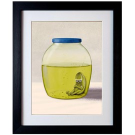 The Last Pickle Funny Wall Art Canvas Print, Black Frame with White Mat, Kitchen Wall Decor