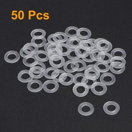sourcing map Nylon Flat Washers M6 11mm OD 6mm ID 0.8mm Thickness Sealing Gasket for Faucet Pipe Water Hose, Clear, Pack of 50