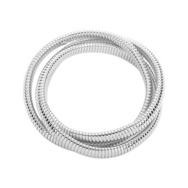 GIGB PBDK Chunky Gold Stretchy Bangle Bracelet Set, Vintage Boho Stripe Bangle Bracelets,Exaggerated Punk Metal Statement Jewelry Gifts for Women (Silver)