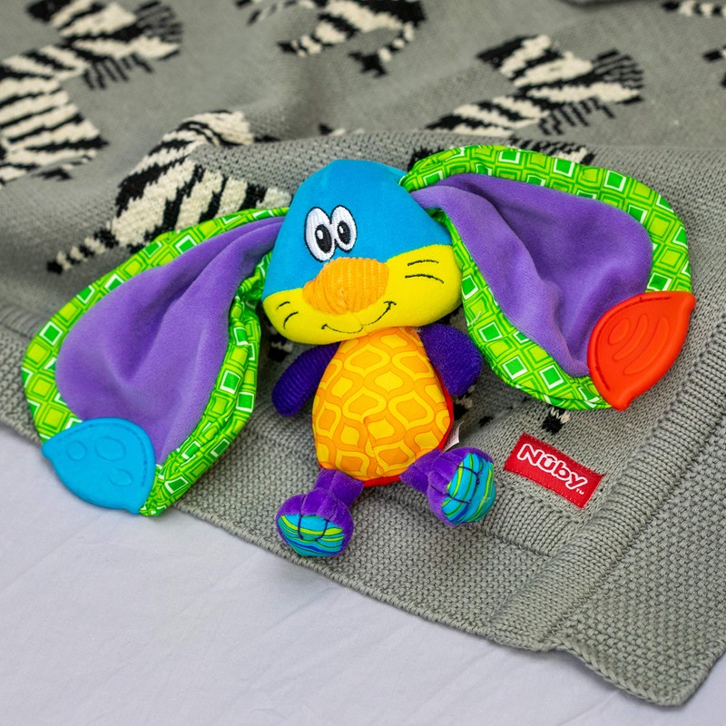 Nuby Teether Tugz Plush Silicone Teething Toy - Baby Teething