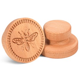 Wood Cookie Stamp 2.5 Inch Wooden Cookie Mold Carved Wooden Cookie Press Mold Pressed Biscuit Mold Maveite 3D Wooden Baking Mould Embossing Craft Decorating Baking Tool (Honeybee)
