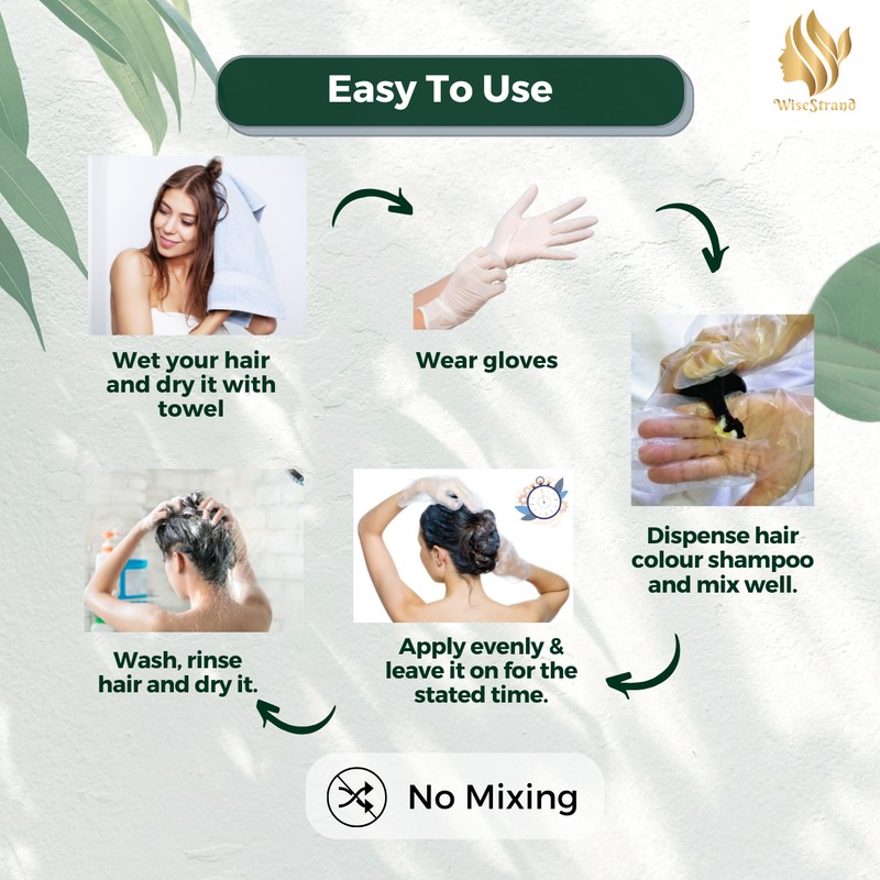 WiseStrand KKM Approved WiseStrand Natural Hair Dye Colour Shampoo |