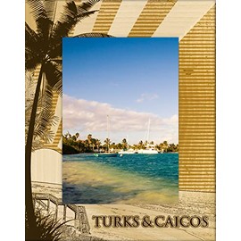 Saddle Mountain Souvenir Turks and Caicos Laser Engraved Wood Picture Frame Portrait (5 x 7)