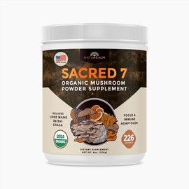 Sacred 7 Mushroom Powder Supplement, 7-in-1 Blend (7 Month Supply) | Immune Defense, Focus & Energy Support | Coffee Enhancer | Lion’s Mane, Reishi, Chaga | Organic 100% Fruiting Body Extract