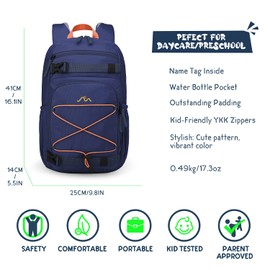 MOUNTAINTOP Kids Backpack for Boys Girls Elementary Kindergarten School Bag Lightweight Children Daypack Dark Blue