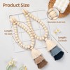 4 Pack Magnetic Curtain Tiebacks with 3-Tier Tassel, Wood Bead