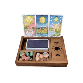 Tarot Card Holder Stand Display, Cute Witchy Desk Decor, Decorative Box for Altar Decor Witchy Boho Room Decor Aesthetic for Bedroom Tarot Card Accessories Crystal Holder Case Witchy Gifts for Women
