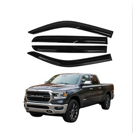 ZH Window Rain Guards Compatible with Dodge Ram 1500 Crew Cab 2019 2020 2021 2022 2023 2024-2mm Thick Tape-On Premium Wind Deflectors for Front and Rear Windows, Durable & Sleek Design, Set of 4