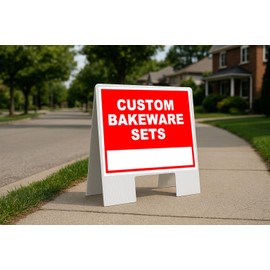 Custom Bakeware Sets Write On Me Red Folding Coroplast A-Frame with Double-Sided 23in x23in