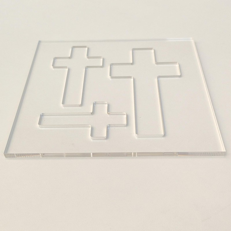 Cross Router Template, Clear Acrylic Ribbon Crosses Router Inlay Router