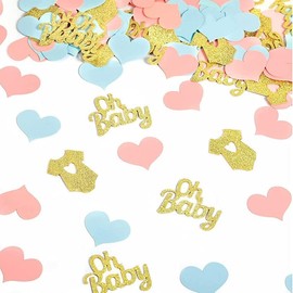 VIKY Pack of 100 Oh Baby Decoration Confetti, Pink Blue Baby Shower Table Decoration, Gender Reveal Baby Shower Party Decoration, Glitter Confetti for Baby Shower Decoration, Gender Reveal Party and
