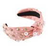 Gmmidea Pearl Knotted Women Headband Sparkle Rhinestone Jeweled Headband Wide