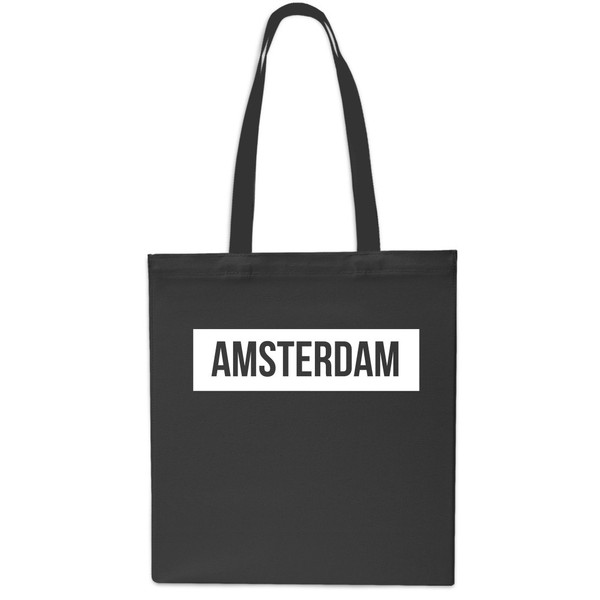 Amsterdam Tote Shopping Gym Beach Bag 42cm x38cm, 10 litres-Black