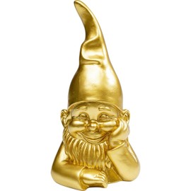 Kare Designer Decorative Figurine Gnome Gold, Decorative Object, Decoration for Living Room, Bedroom, Office, Shelves, Garden Gnome, Accessory, 21 x 10 x 9 cm (H x W x D)