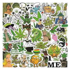 50pcs Weed Stickers, Adults Vinyl Waterproof Stickers for Laptop, Water Bottles, Bumper,Computer, Phone, Sticker and Decals (50)