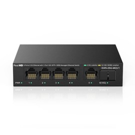 5 Port 2.5GB Web Managed Ethernet Network Switch | 5 x 2.5 Gigabit | 1 x 10Gb SFP+ | Multigig Switch 10-100-1000Mbps | 45G Bandwidth | Fanless Metal Internet Switch