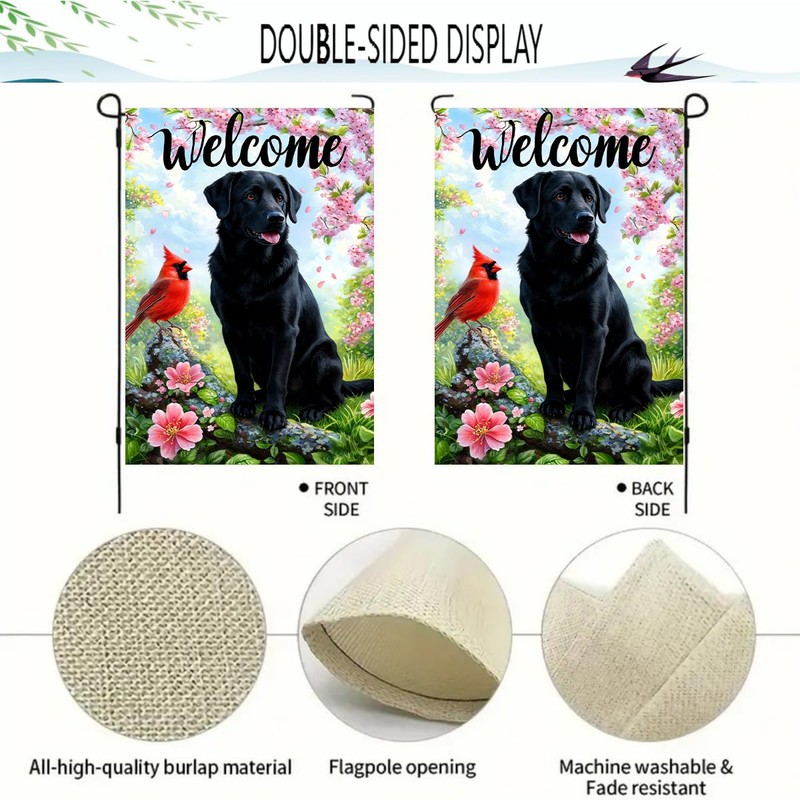 Spring Summer Black Lab Dog Garden Flags 12x18 Double Sided