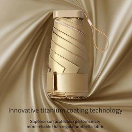 Generisch Mini Pocket Umbrella Ultra Compact 3cm Thick 15cm Long Gold, pink, Default