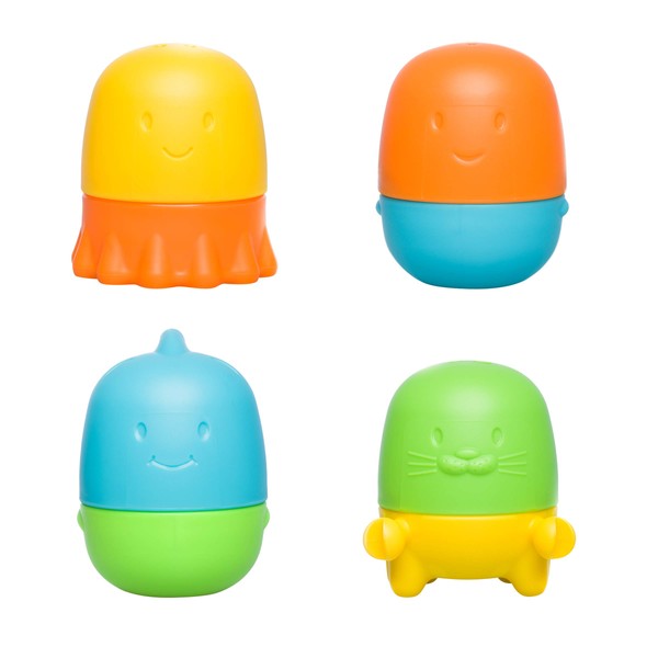 Ubbi Interchangeable Bath Toys for Toddlers and Baby, Colourful Mix and Match Baby Bath Accessory, Water Toys for Toddler Bath Playtime, Set of 4