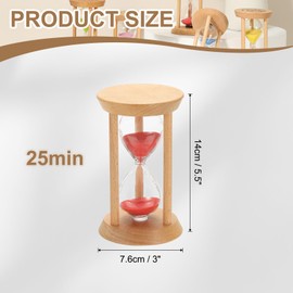PATIKIL 25 Minutes Sand Timer, 1 Pcs Wooden Sand Watch High Glass Sandglass Timer for Living Room Home Office Restaurant Decoration, Red