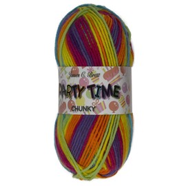 James Brett Party Time Chunky Knitting Yarn 100g (Purple, Pink, Orange, Yellow, Blue & Green - PT1)