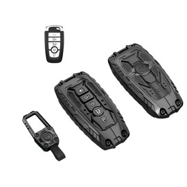Heavy Zinc Alloy Key fob Case Cover with Keychain Compatible with Ford Explorer Bronco Escape Edge Expedition Mustang F150 Fusion Ranger Lincoln Premium Key Shell Accessories (Model-A)