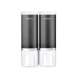 2-in-1 Shower Soap Dispenser, 2×500 ml Shampoo and Conditioner Dispenser Wall-Mounted Shower Pump Soap Dispenser Body Wash Dispenser for Bathroom Kitchen Hotel (2 Chamber + White)