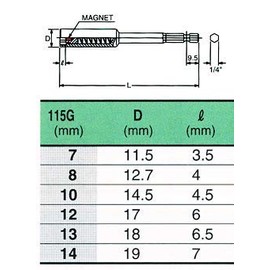ko-ken 1/4 (6.35 mm) H Slide Nut Setter (with magnet) Total length 100 mm 10 mm GM. 100 – 10