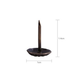 Qiilu [100 pieces] Push Pins, Push Tacks, Iron Pins Clips, Bronze Tone Board, Drum Tacks, Fasteners, Decorative Nails, Antique Style, Sofa Shoes, Door, Decoration (#7) 0.4 x 0.6 inches (10 x 14 mm)