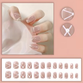 [ALLEVG] Nail Tips, 24 Pieces, Short 3D, Fall & Winter, Simple Nail Tip, Popular, Japanese Style, Cute, Simple, Stylish, Coming of Age Ceremonies, School Entrance Ceremonies, Graduation Ceremonies,