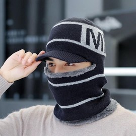 Integrated Fleece-Lined Thermal Balaclava for Motorcycle Skiing, Plush Winter Face Mask - lf3693 One Size Dark Brown 10ea