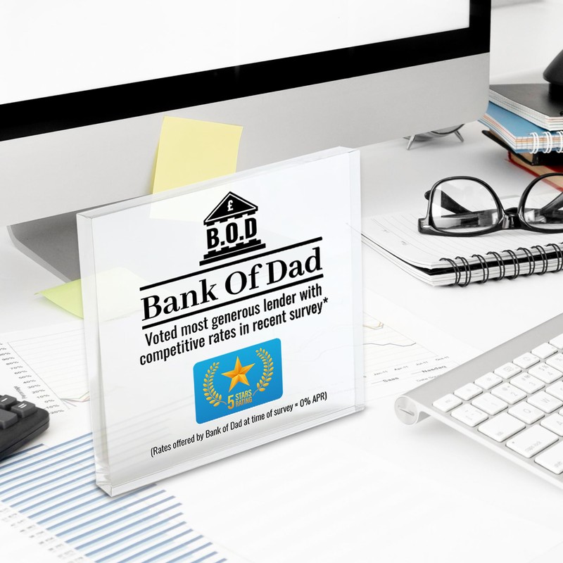 Fun Gift For Dad Present Bank of Dad Award Plaque