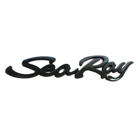 1Pc New Sea Ray Searay Script Emblem 3D Badge Letters Boat Logo Self-Adhesive Sticker Genuine Size Nameplate (Glossy Black)