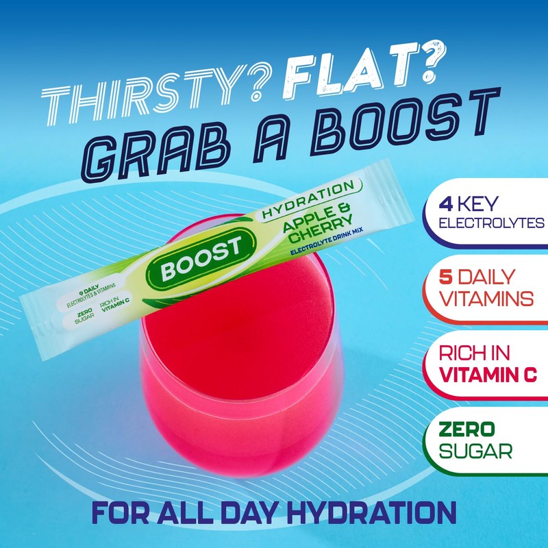 Boost Hydration Powder Apple Cherry, 15 Pack, 7g Sachets