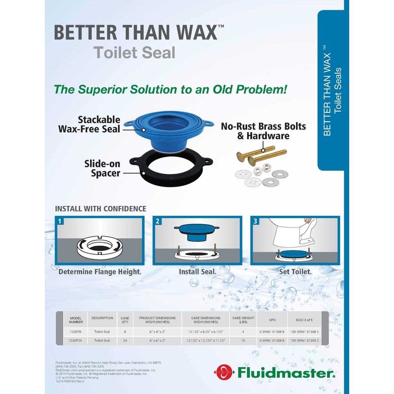 Fluidmaster 7530 Universal Better Than Wax Toilet Seal, Wax-Free Toilet