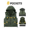 M2C Mens Hooded Mesh Multiple Pockets Traveling Vest 2XL Army